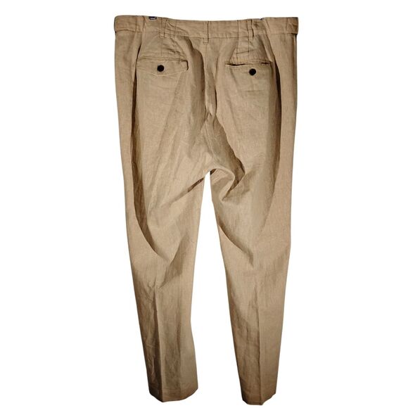 Territory Ahead pants mens 37 37x30 beige linen blend flat front khaki - Picture 2 of 7